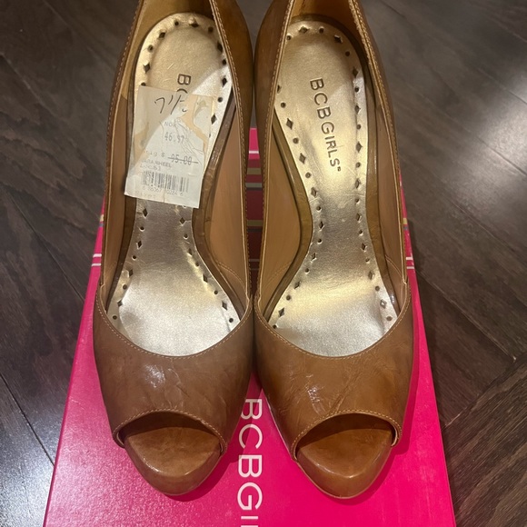 BCBG Rugged Patent Leather Peeptoe Heels - Picture 3 of 5